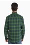 Slim Fit Shirt Neck Plaid Men's Green Long Sleeve Shirt - 2