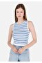 Slim-Fit Striped Blue Women's Short-Sleeve Sweater
