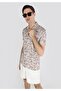 Regular Fit Shirt Neck Printed Men's Beige Cotton Pack Short Sleeve Shirt