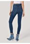 Skinny Fit High Waist Narrow Leg Women's Denim Jean Trousers with Pockets - 3