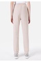 Regular Fit Mid Waist Straight Pocketed Women's Beige Sweatpants - 2