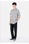 Regular Fit Shirt Neck Printed Men's White Short Sleeve Shirt - 3