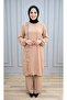 Simge Takım Women's Milk Coffee Ayrobin Fabric 2-Piece Trousers Tunic Set