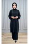 Simge Takım Women's Black Ayrobin Fabric 2-Piece Trousers Tunic Set