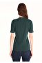 Slim Fit Half Turtleneck Women's Green Short Sleeve T-Shirt - 2