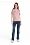 Slim Fit Half Turtleneck Women's Pink Short Sleeve T-Shirt - 3