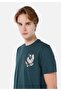 Regular Fit Crew Neck Printed Green Men's Short Sleeve T-Shirt Cl 1068071 - 4