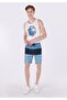 Slim Fit Mid Waist Printed Blue Men's Swim Shorts