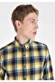 Slim Fit Shirt Neck Pocketed Plaid Li Men's Navy Blue Long Sleeve Shirt - 4