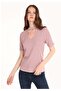 Slim Fit Half Turtleneck Women's Pink Short Sleeve T-Shirt