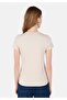 Slim Fit Round Neck Plain Women's Beige Short Sleeve T-Shirt - 2