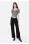 Slim Fit V-Neck Women's Black Watermelon T-Shirt - 3