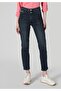 Slim Fit Mid Waist Straight Leg Women's Indigo Jean Trousers - 3