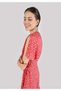 Slim Fit Floral Pleated Red Women's Dress - 5