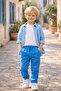 Sax Blue Boys' Elastic Waist Gabardine Trousers 1-5 Years
