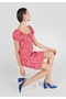 Regular Fit Knitted Floral Women's Multicolor Short Sleeve Dress - 5