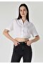 Regular Fit Shirt Neck Plain Women's White Short Sleeve Shirt - 5