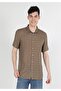 Regular Fit Shirt Neck Printed Men's Beige Short Sleeve Shirt - 3