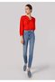 Slim Fit Mid Waist Straight Leg Women's Denim Jean Pants