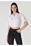 Regular Fit Shirt Neck Plain Women's White Short Sleeve Shirt - 4