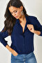 Navy Blue Woven Viscose Regular Fit Shirt GML-19000697 - 4