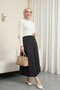 Polka Dot Lined Skirt with Zipper on the Back - Black - 4