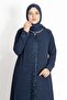 Sequin Detailed Evening Dress Navy Blue Tbs2218 - 2