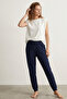 100% Cotton Compact Combed Single Jersey Women's Pajama Bottoms with Pockets Regular Fit Cuff Hem Flexible Anti-Sweat Laci - 6