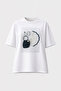 White Oversize Minimal Accessory Printed Modern Women's T-Shirt - 2