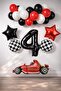4 Year Old Race Car Themed Birthday Party Celebration Balloon Set