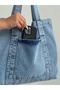 Women's Trendy Model Long Shoulder Strap Jean Denim Bag - 6