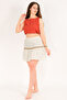 Ethnic Patterned Bohemian Mini Skirt with Elastic Waist - Layered Ruffle Summer Mini Skirt - 2