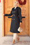 Belted Navy Blue Hijab Trench Coat 60500L - 3
