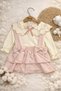Flower Collar Detail Baby Girl 2-Piece Salopet Bow Set