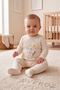 Baby Boy/Girl Overalls with Booties, Elephant Printed Snap Fastener Ecru Bodysuit Jumpsuit 5436