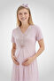 Women's Dusty Rose Special Design Lace Buttoned Maternity Maternity Dressing Gown Nightgown Set - 3