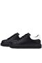 Black Leather Laced Lightweight Black Sole Children's Sports Shoes - 6