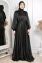 فستان سهرة إسلامي مريح من التول اللامع مطرز بالترتر مقاس كبير TBS872 - 3