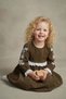Authentic Girls' Dress with Scallop Detail and Embroidered Sleeves M00795 Khaki - 3