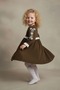 Authentic Girls' Dress with Scallop Detail and Embroidered Sleeves M00795 Khaki - 4