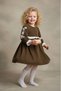 Authentic Girls' Dress with Scallop Detail and Embroidered Sleeves M00795 Khaki - 5