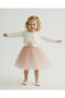 Knitwear Bolero Waist Floral Baby Girl Dress M00773 Dark Pink - 3