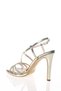 Women's Gold Patent Leather Platform Thin Heeled Stylish 3 Row Stone Detailed Evening Dress Shoes - 4
