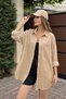 Oversized Beige Color Linen Textured %100 Cotton Single Pocketed Casual Shirt Bb-Ku3435 - 6