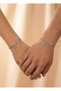 Double Letter and Heart Charm Detailed Chain Bracelet Set – Lover / Friend Bracelet (2 Pieces) - 5