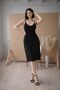 Black Viscose Combed Cotton - Comfortable Summer Dress with Thin Straps - 5