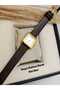 Retro Minimal Women's Wristwatch - Dark Brown Color Strap - Gold Color Case - Square Roman Numerals