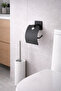 Adhesive Square Black Lid Toilet Paper Holder No More Drilling! - 2