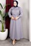 New Season Suit Set with Allerli Hijab on the Front, Top and Bottom Set with Skirt - Anthracite - 7