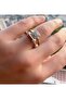 Steel Zircon Stone Baguette Ring Does Not Tarnish. Adjustable to Fit the Finger. - 2